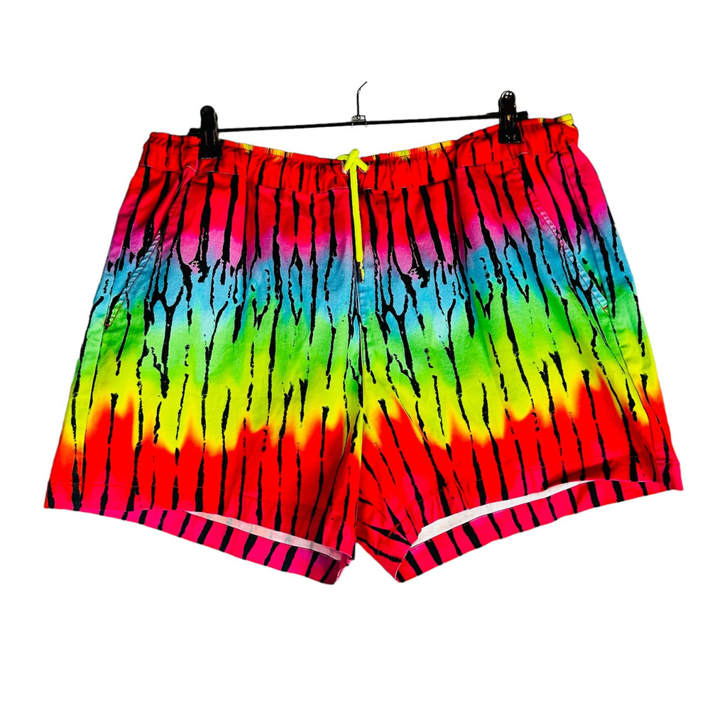 Asos‎ Mens Sz 38 Pull On Shorts Pockets Pockets Wild Tie Dye Pink Blue Red